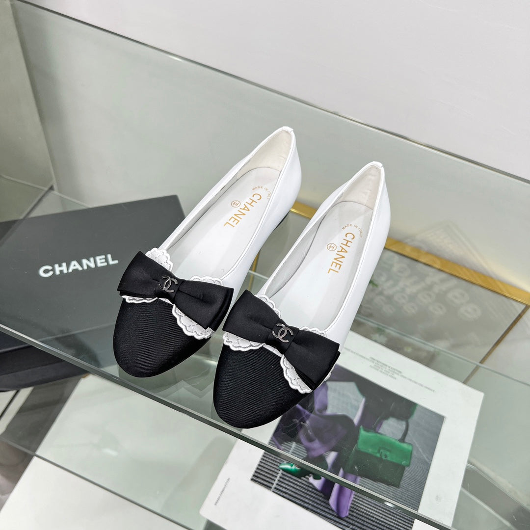 CC Ballet Flats White Lambskin