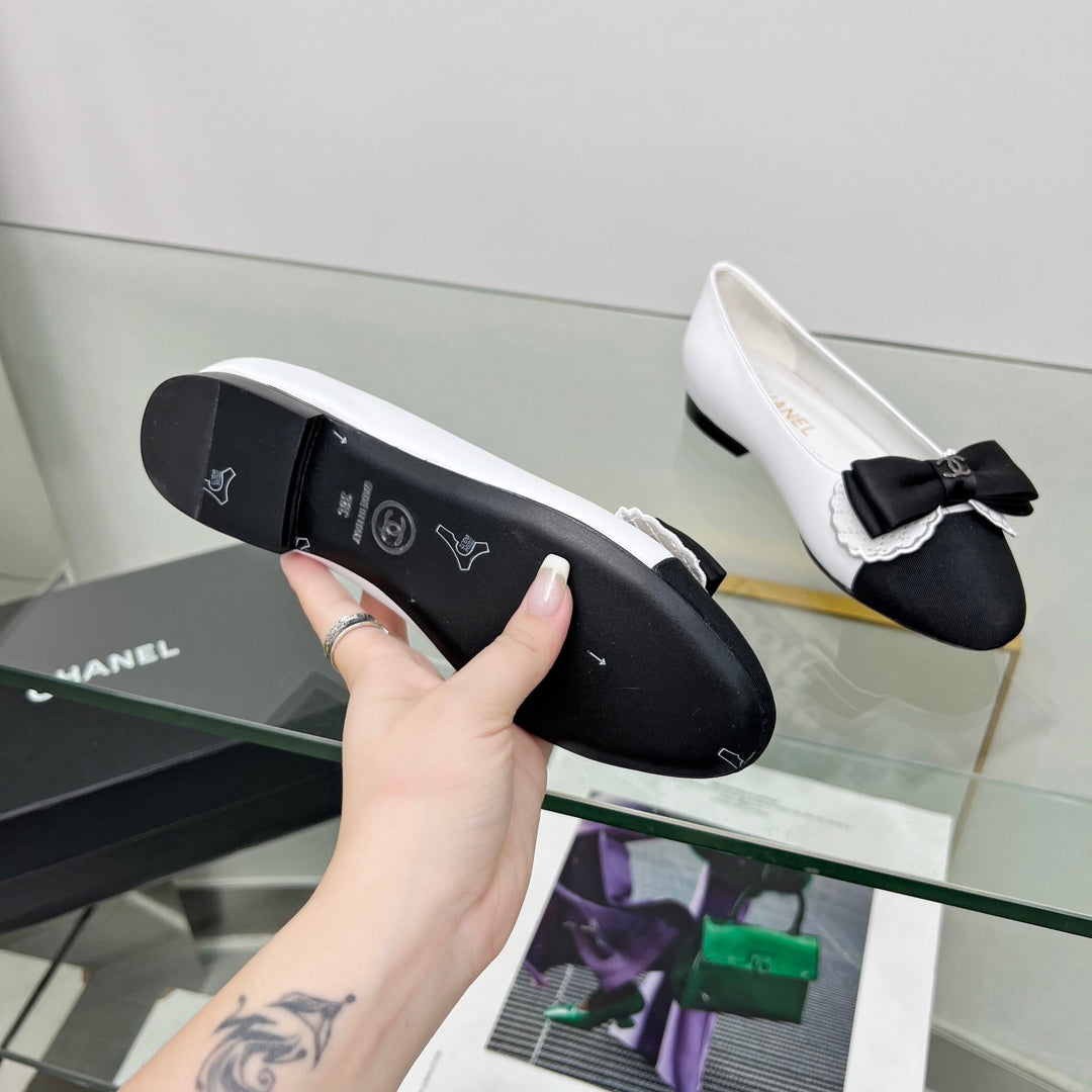 CC Ballet Flats White Lambskin