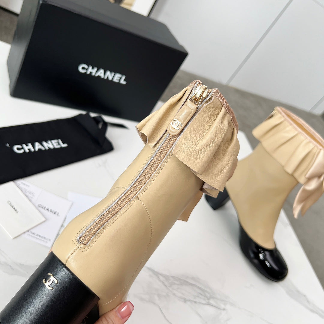 CC 25 latest low-top boots beige black sheepskin 459453