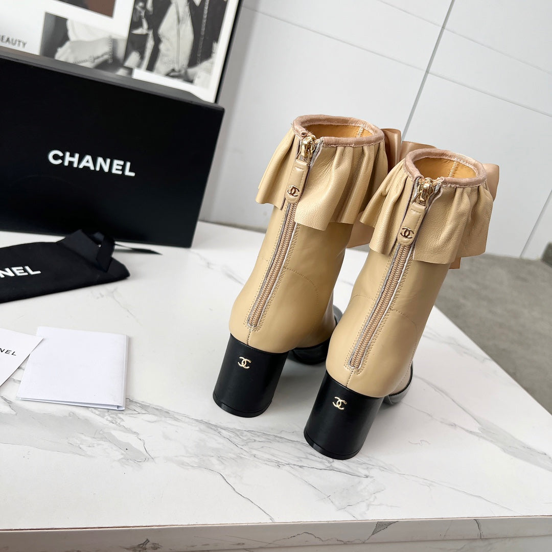 CC 25 latest low-top boots beige black sheepskin 459453