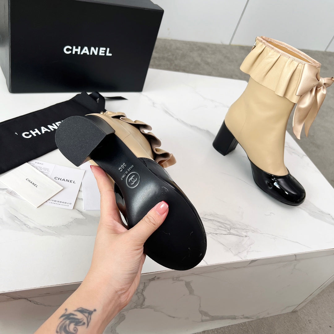 CC 25 latest low-top boots beige black sheepskin 459453