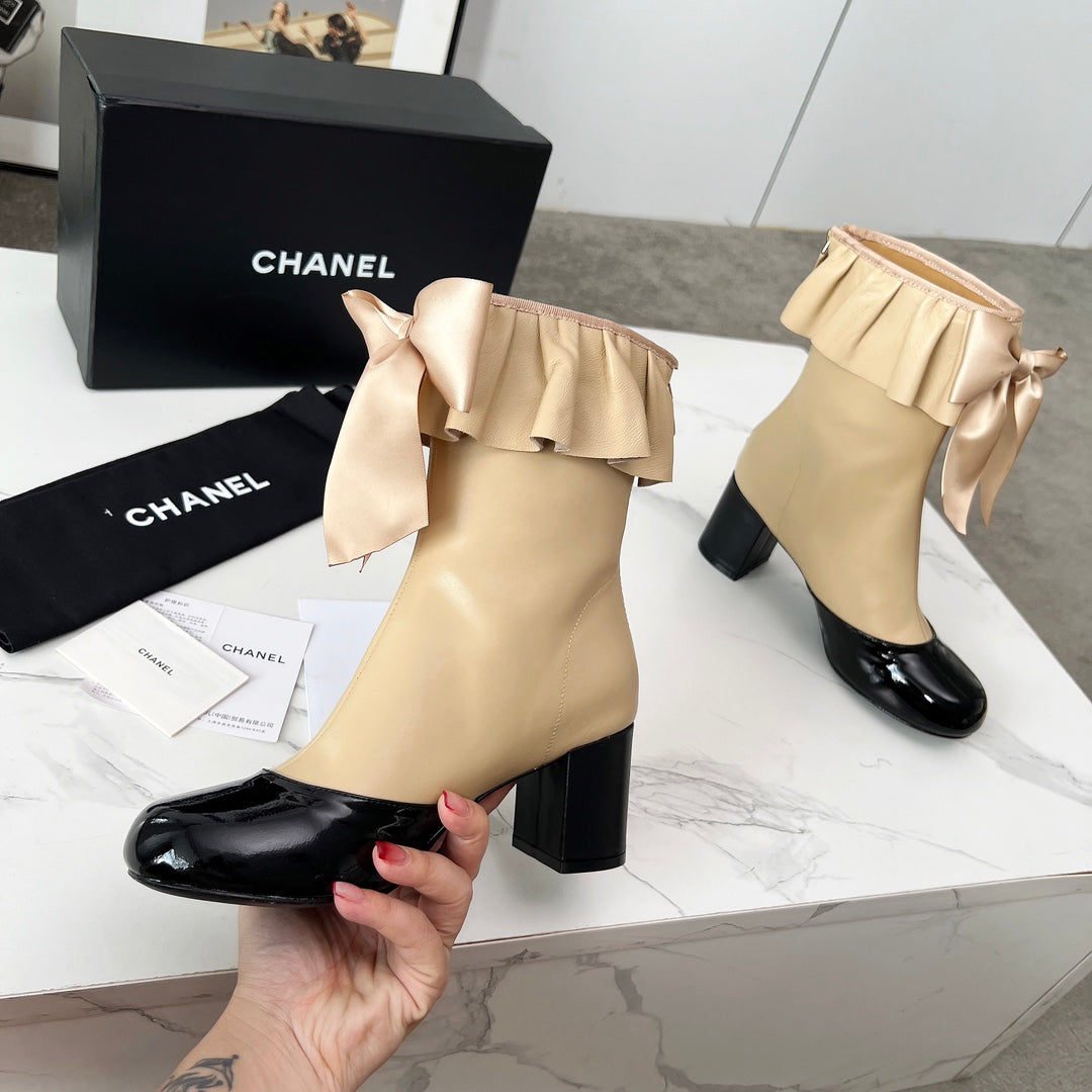 CC 25 latest low-top boots beige black sheepskin 459453