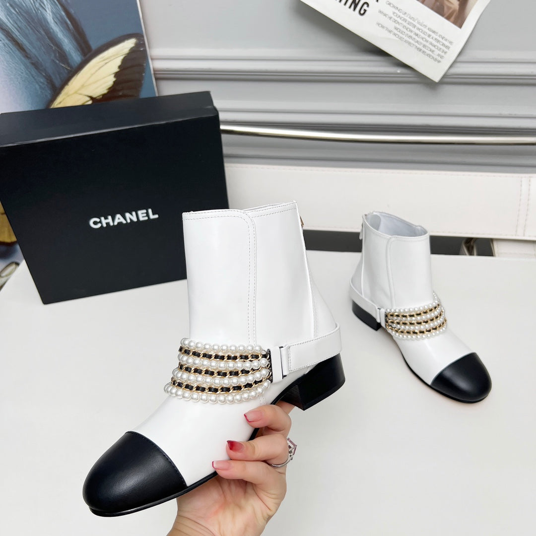 CC 25 latest low-top boots pearl white black sheepskin 459471