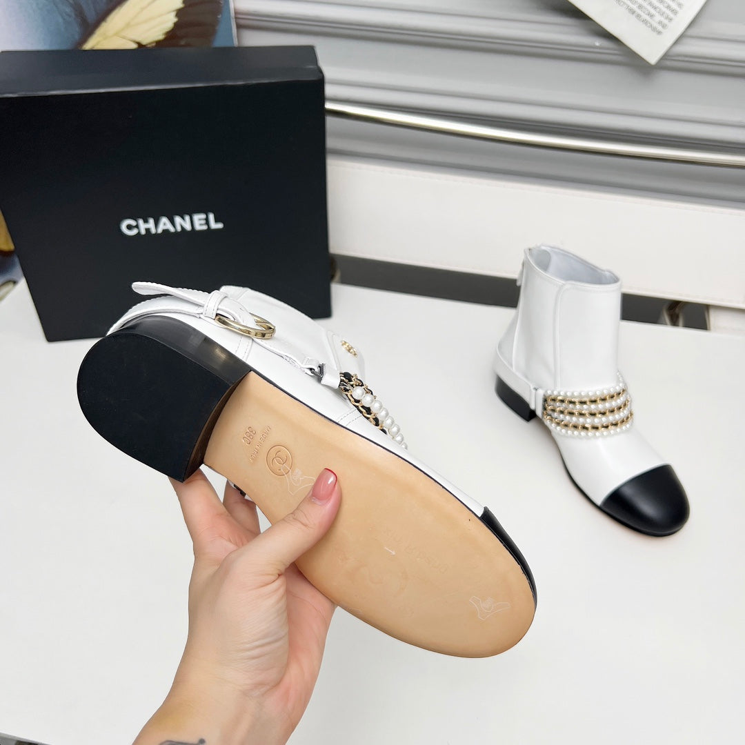 CC 25 latest low-top boots pearl white black sheepskin 459471