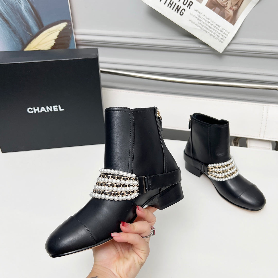 CC 25 latest low-top boots pearl black sheepskin 459472