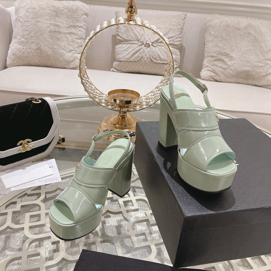 sandals light turquoise patent crumpled lambskin