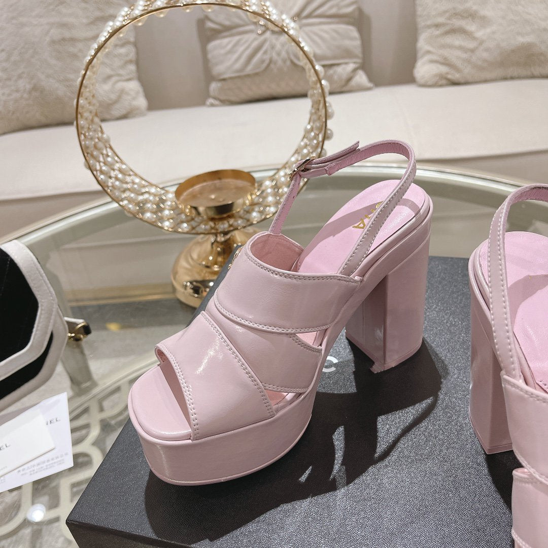 sandals pink patent crumpled lambskin