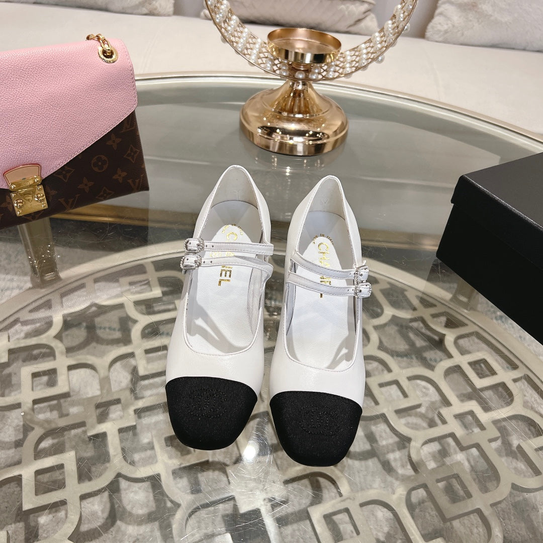 mary janes 60 double buckle white calfskin black grosgrain