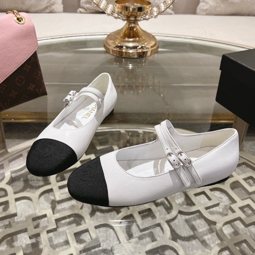 mary janes double buckle white calfskin black grosgrain