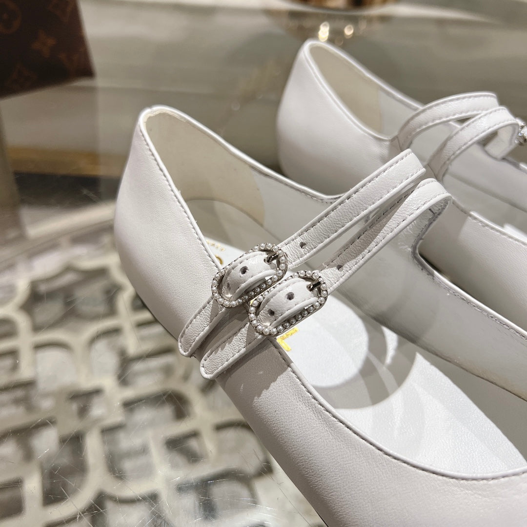 mary janes double buckle white calfskin black grosgrain