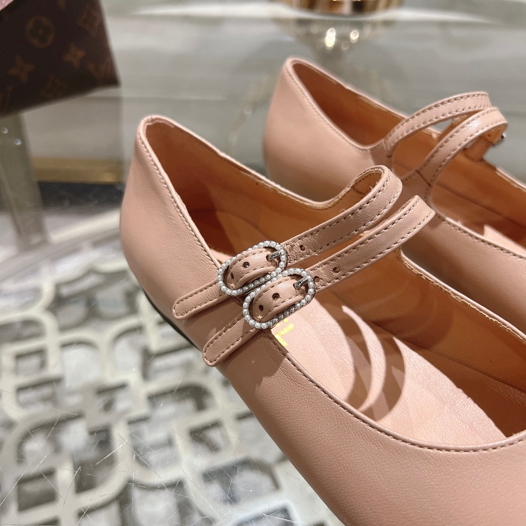 mary janes double buckle beige calfskin black grosgrain