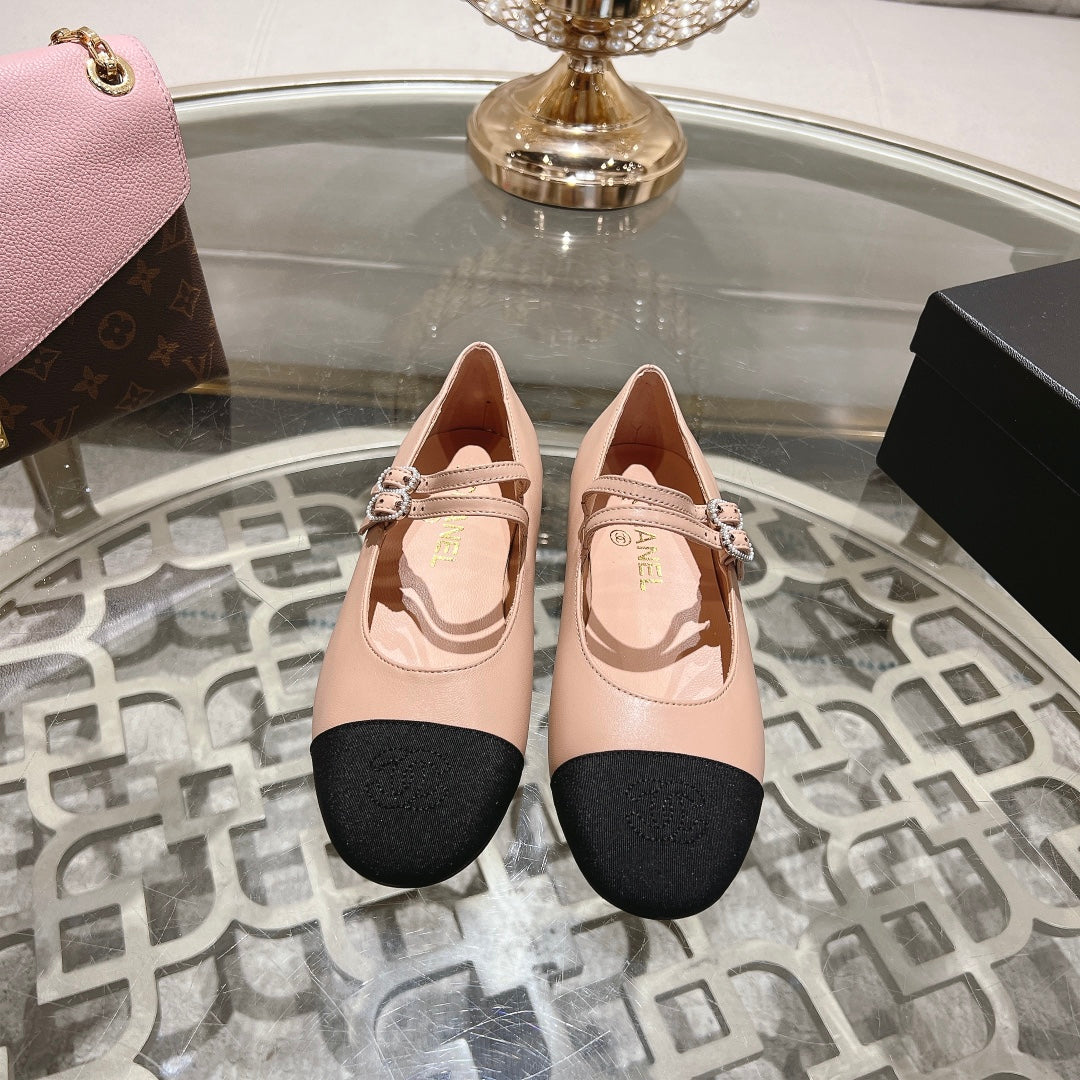 mary janes double buckle light pink calfskin black grosgrain