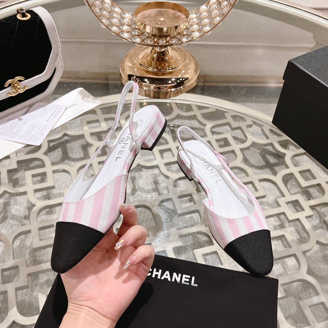 CC SLINGBACK IN WHITE MIX LIGHT PINK FABRIC