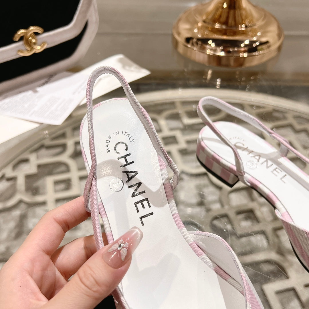 CC SLINGBACK IN WHITE MIX LIGHT PINK FABRIC