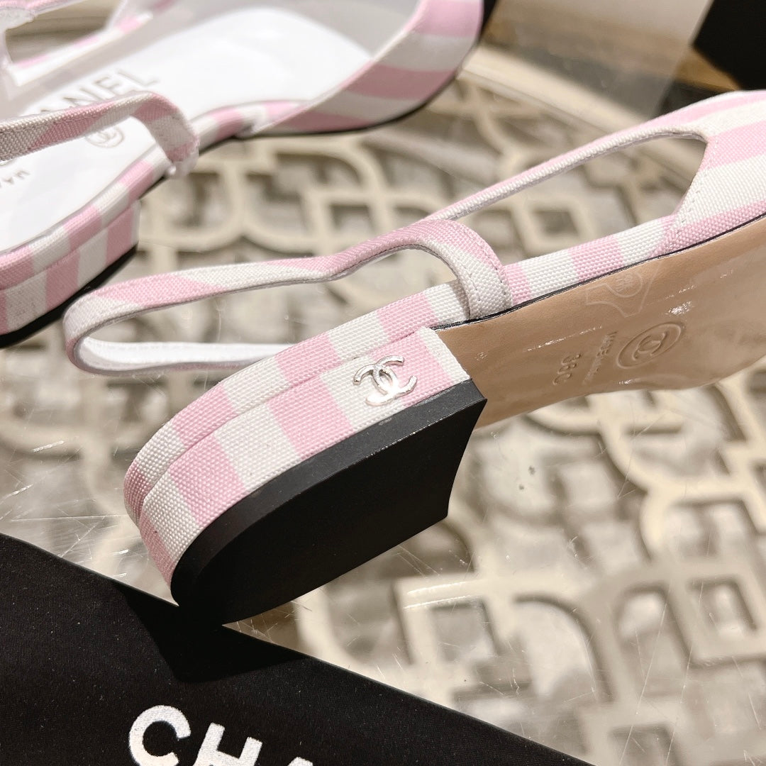 CC SLINGBACK IN WHITE MIX LIGHT PINK FABRIC