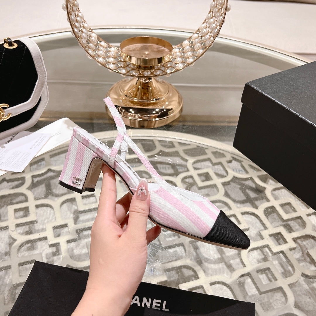 CC HIGH SLINGBACK IN WHITE MIX LIGHT PINK FABRIC