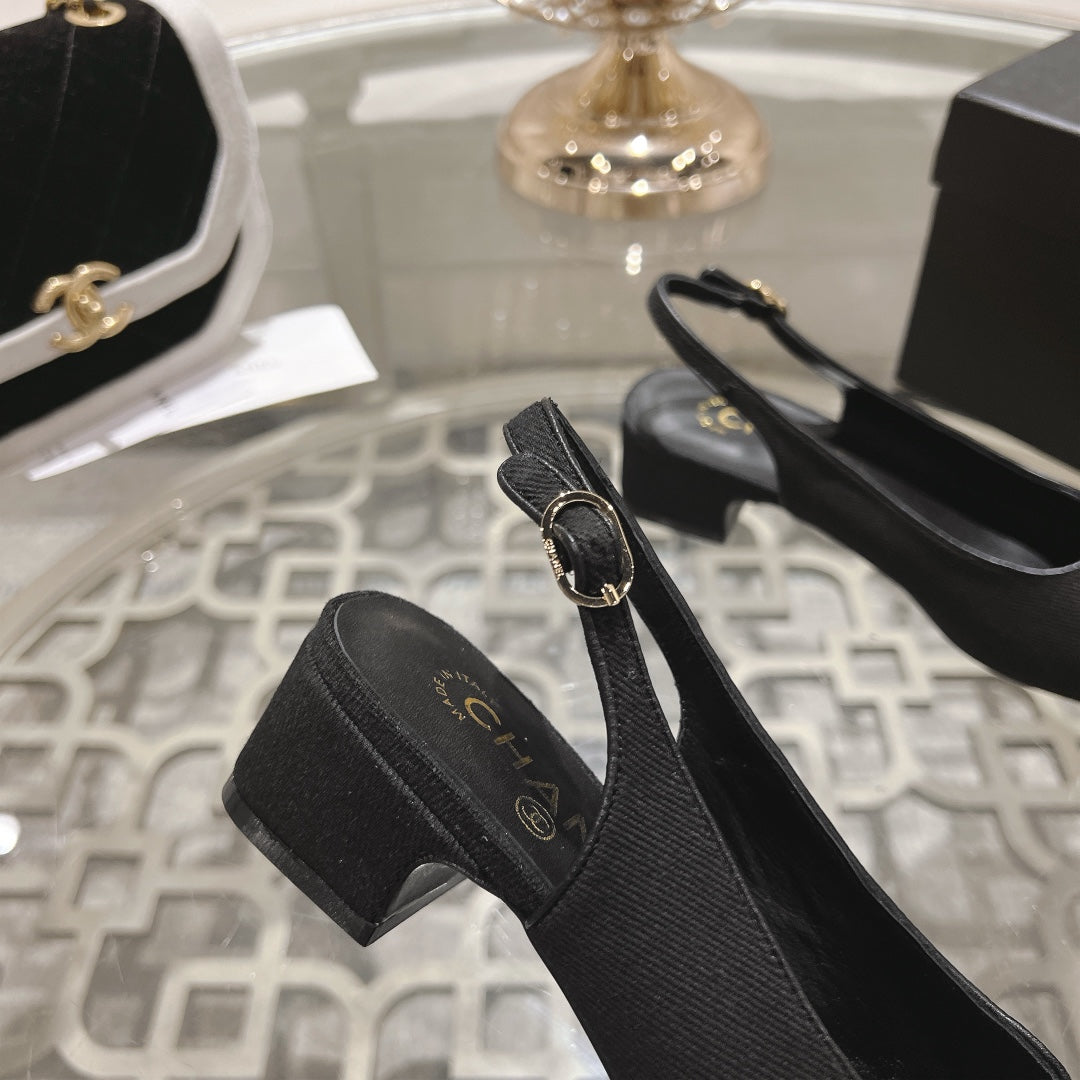CC Slingbacks 35mm In Black Lycra Fabric And Lambskin 943261