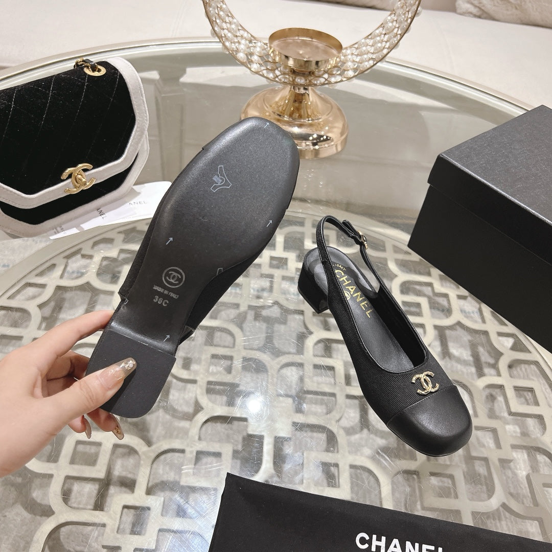 CC Slingbacks 35mm In Black Lycra Fabric And Lambskin 943261
