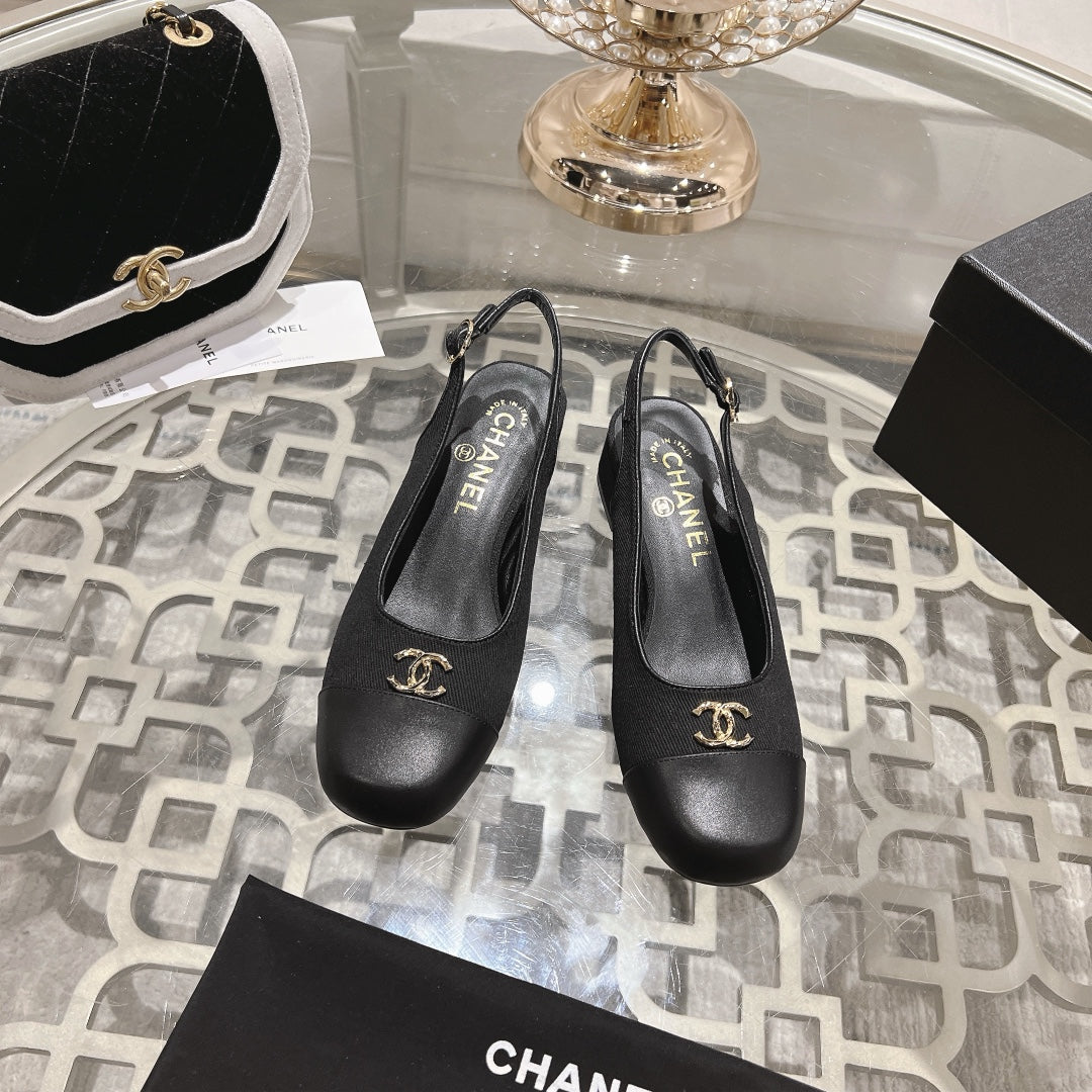 CC Slingbacks 35mm In Black Lycra Fabric And Lambskin 943261