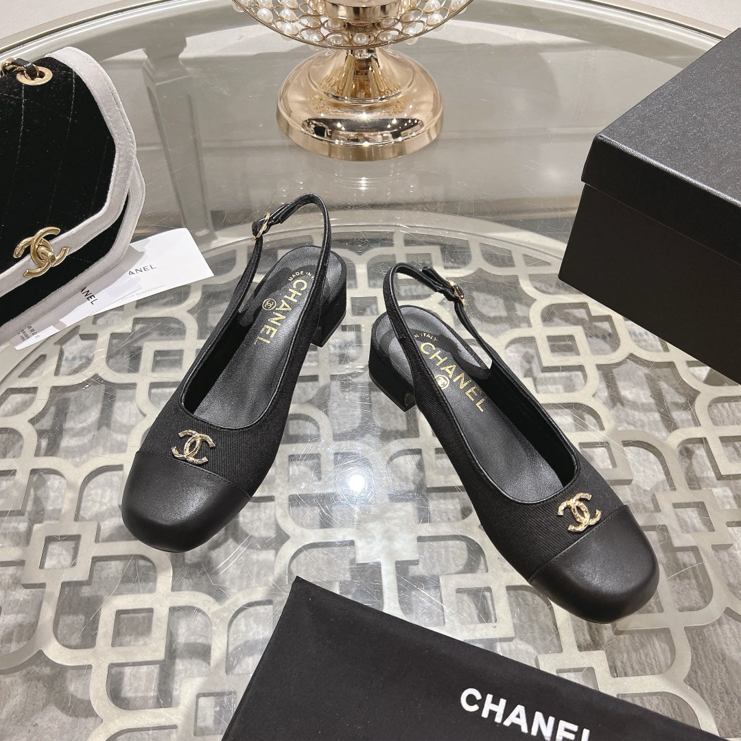 CC Slingbacks 35mm In Black Lycra Fabric And Lambskin 943261