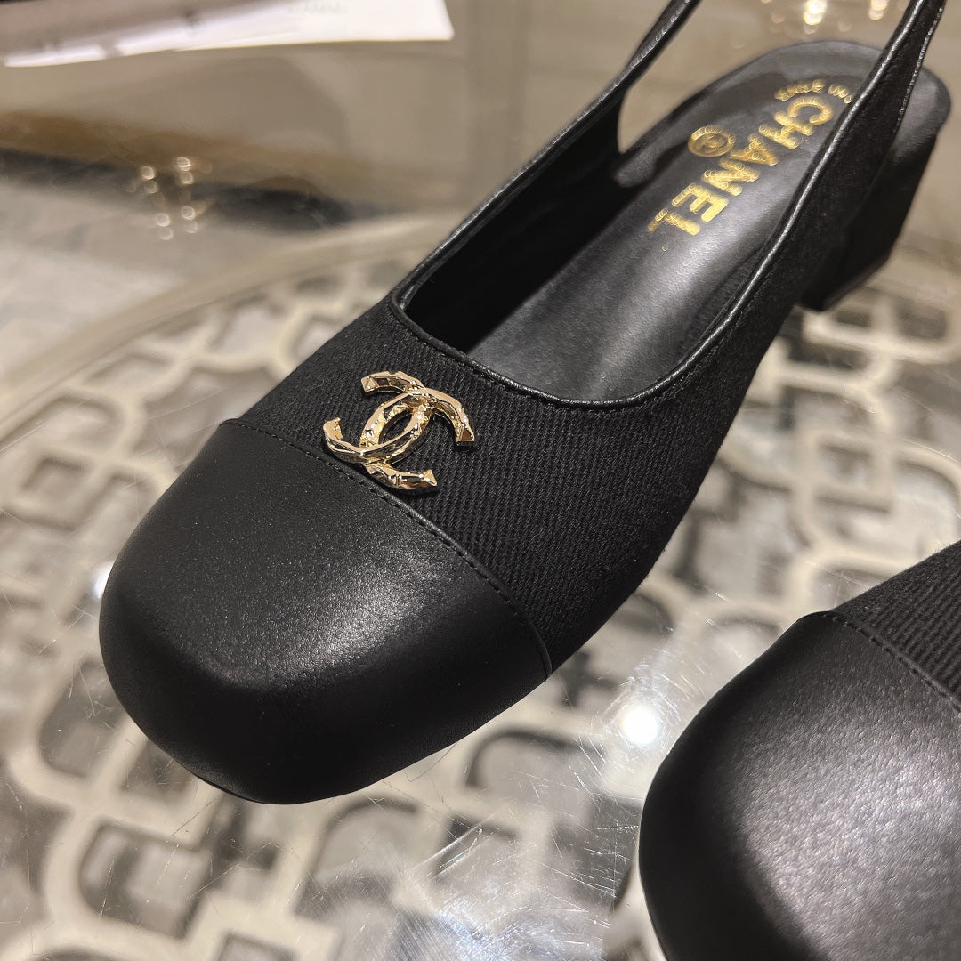CC Slingbacks 35mm In Black Lycra Fabric And Lambskin 943261
