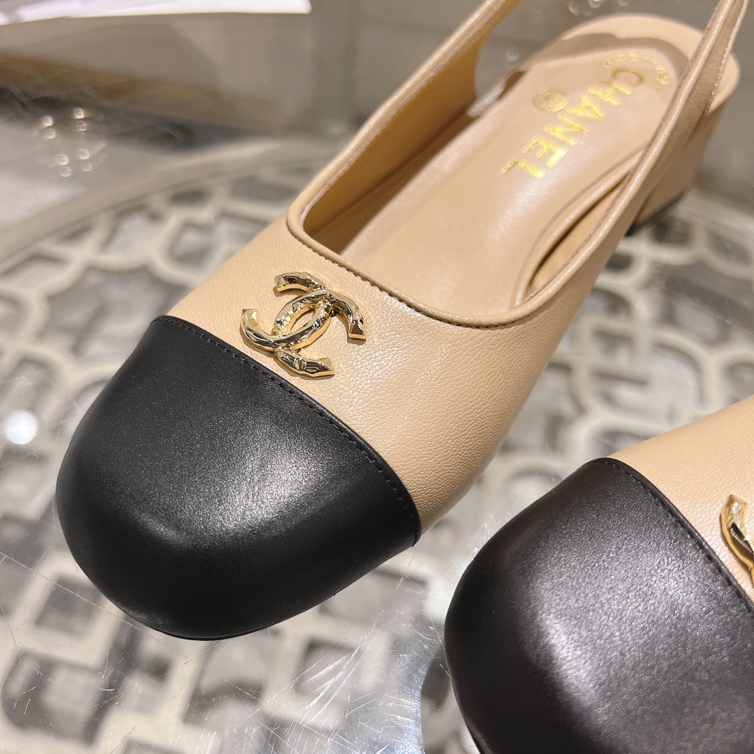 CC Slingbacks 35mm In Dark Beige Mix Black Lambskin 943268