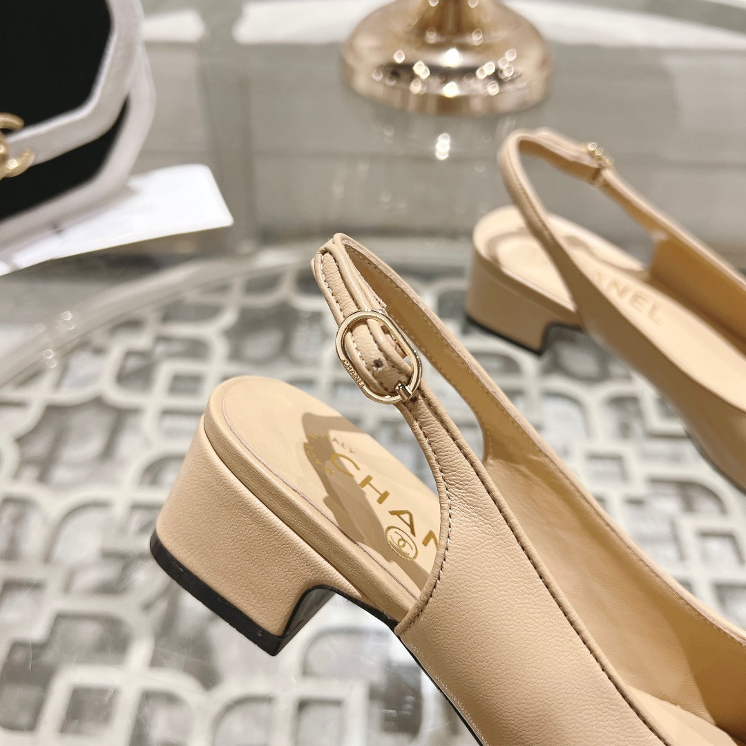 CC Slingbacks 35mm In Dark Beige Mix Black Lambskin 943268