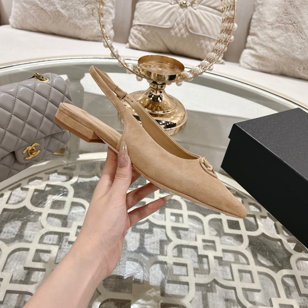 CC 25C Slingback Flats Cream Suede 213331