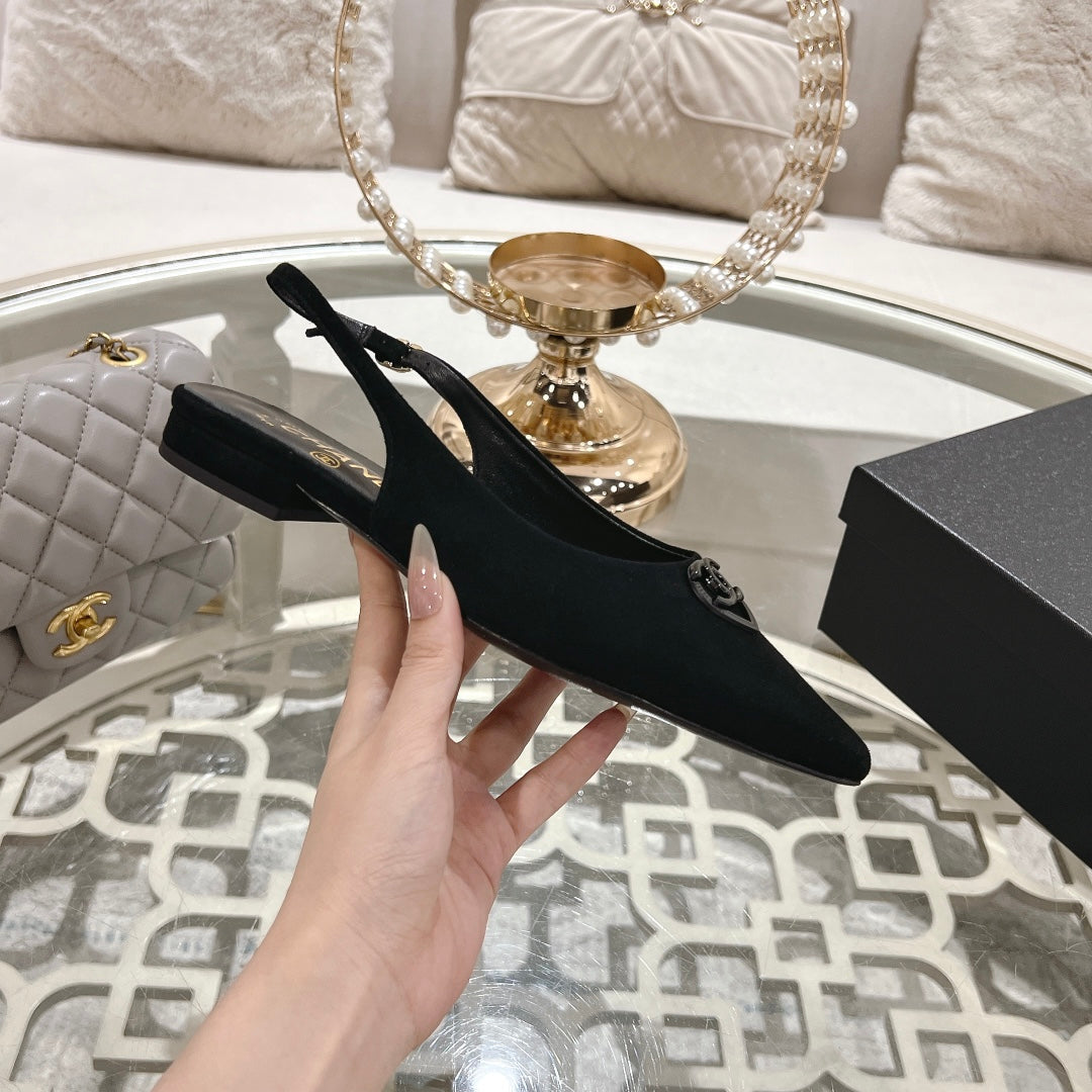 CC 25C Slingback Flats Black Suede 213332
