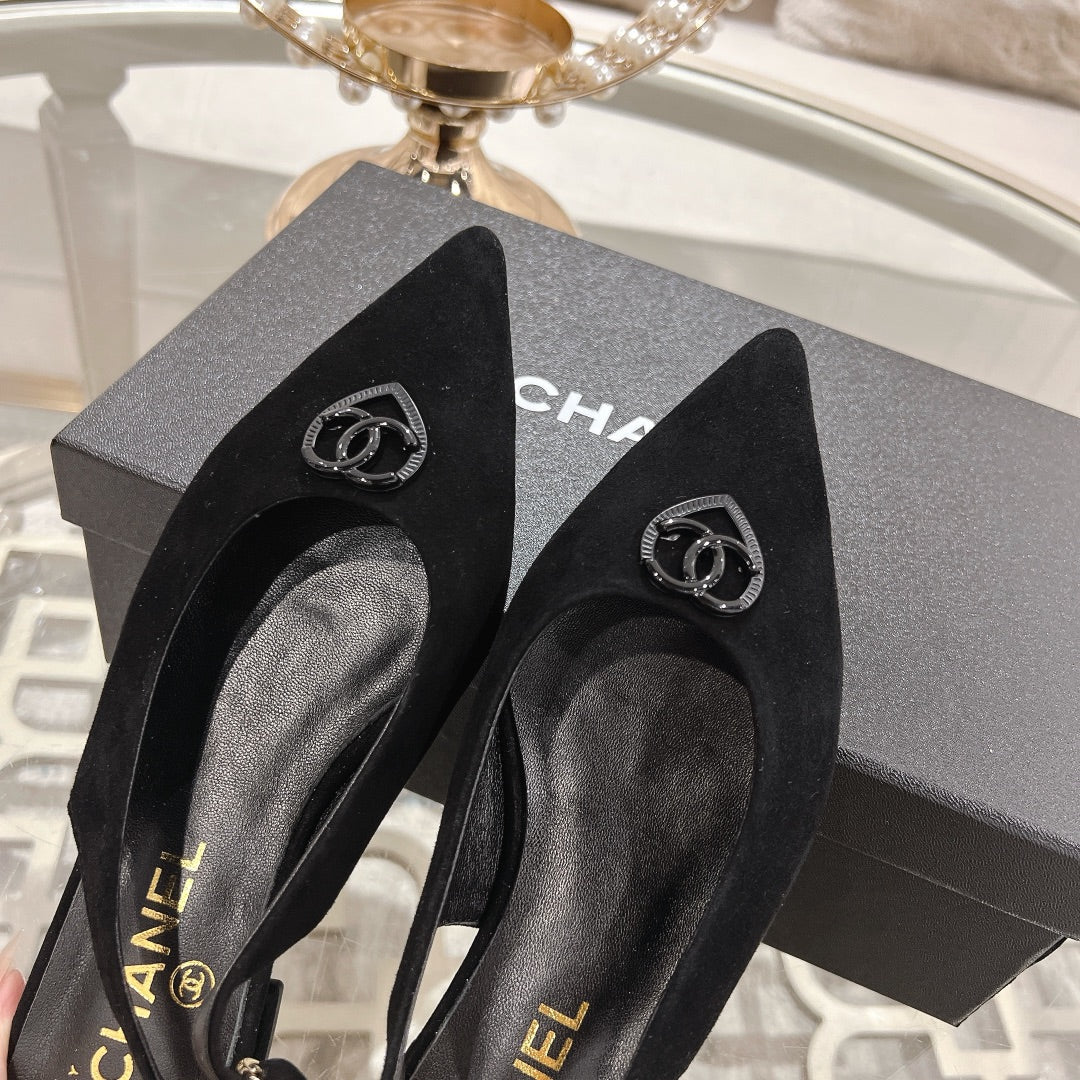 CC 25C Slingback Flats Black Suede 213332