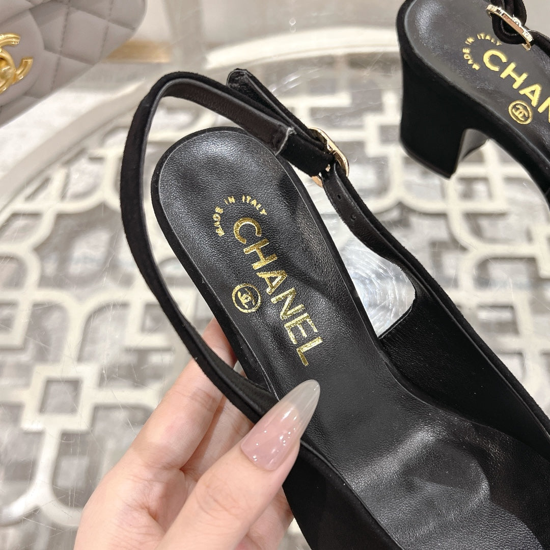 CC 25C Slingback Flats Black Suede 213333