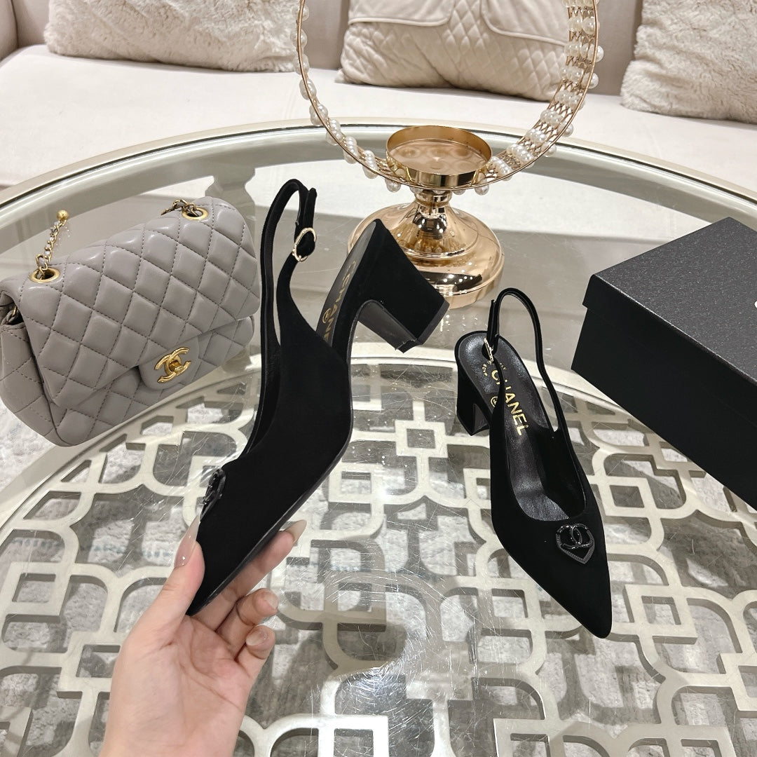 CC 25C Slingback Flats Black Suede 213333