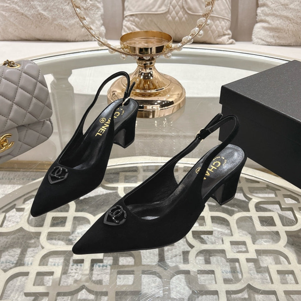 CC 25C Slingback Flats Black Suede 213333