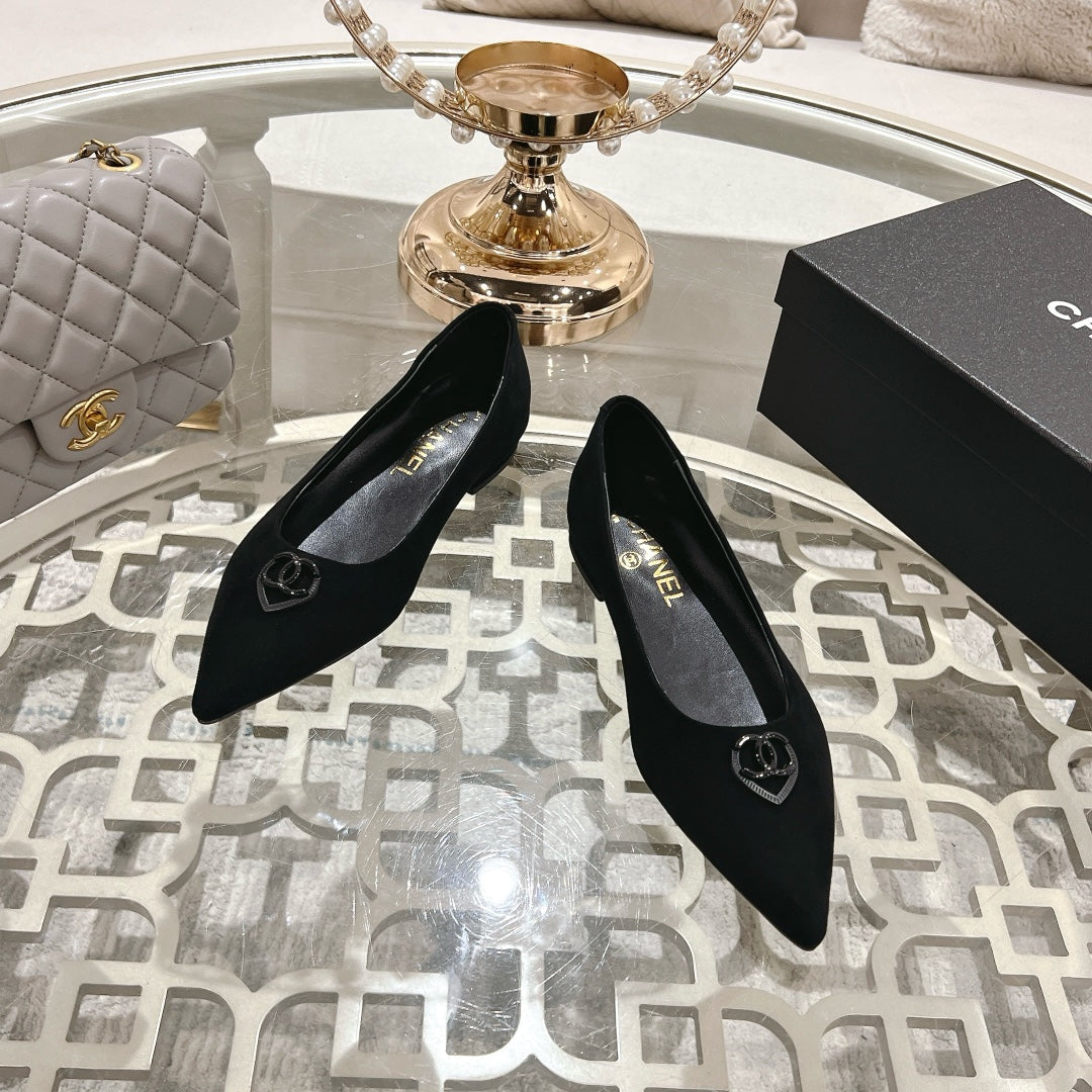 CC 25C Ballet Flats Black Suede 213337