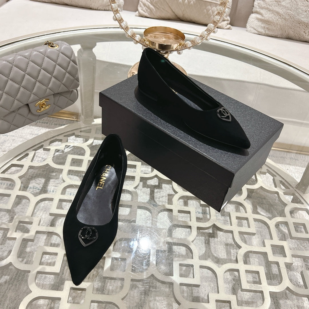 CC 25C Ballet Flats Black Suede 213337