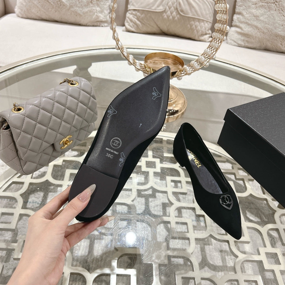 CC 25C Ballet Flats Black Suede 213337