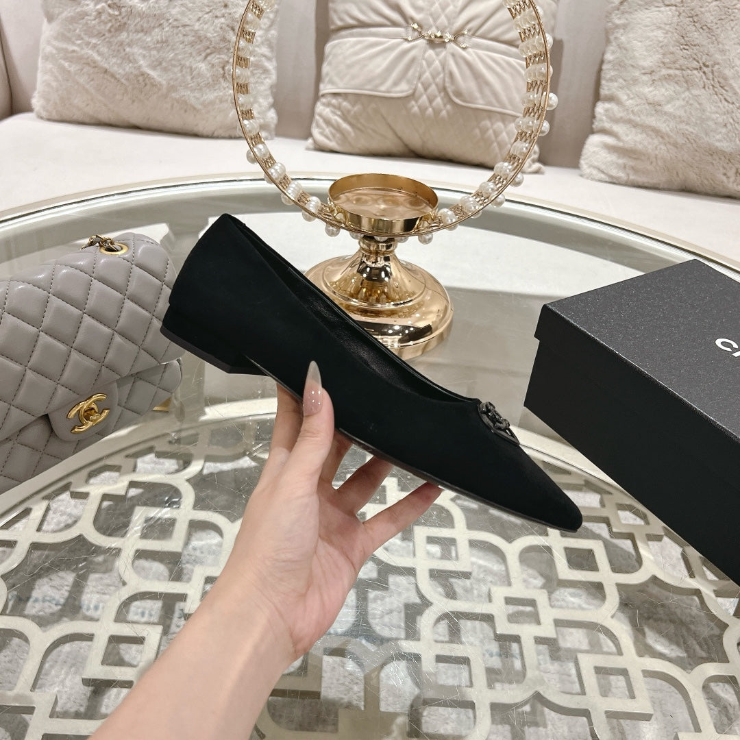 CC 25C Ballet Flats Black Suede 213337