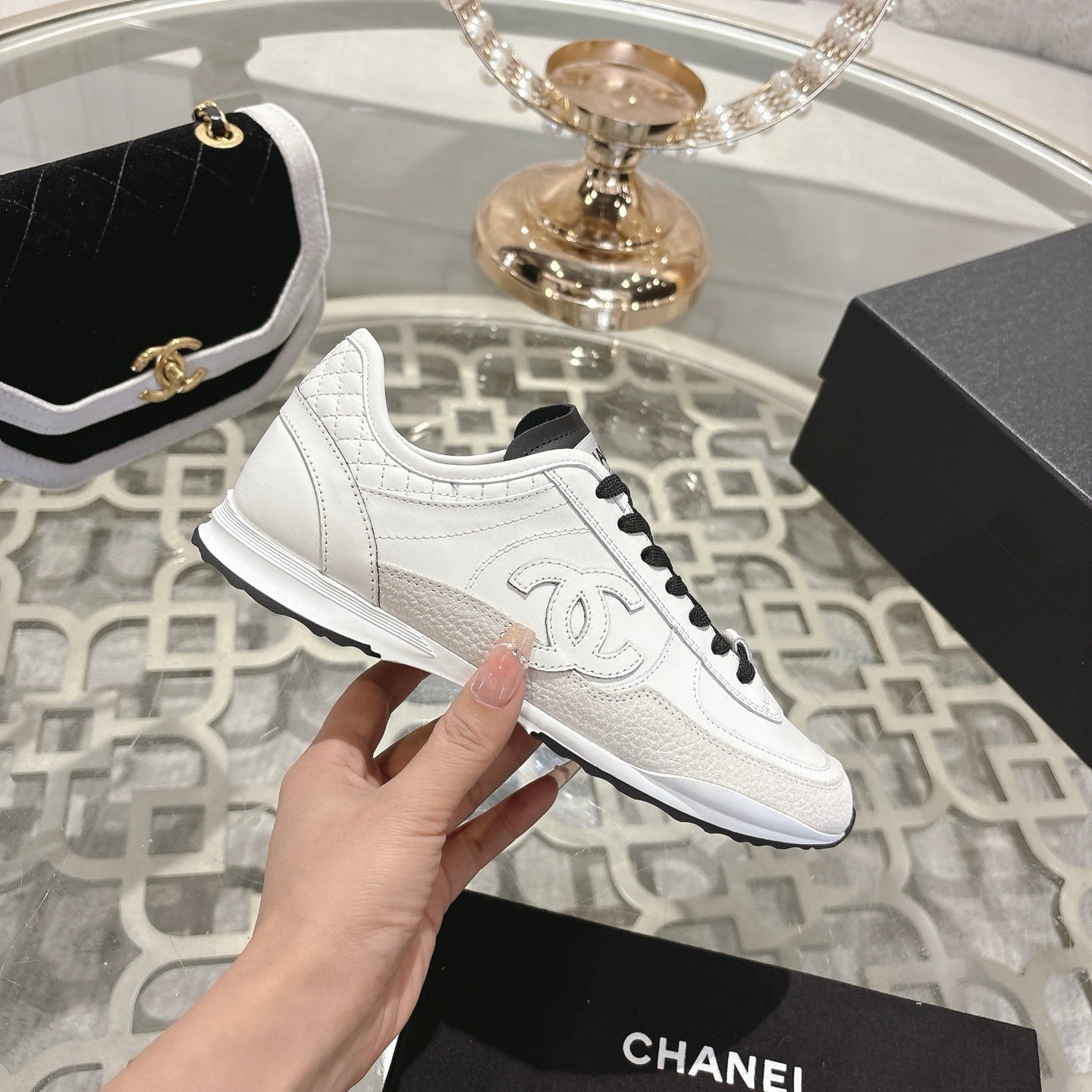 CC 25C Traines White Calfskin & Suede 213314