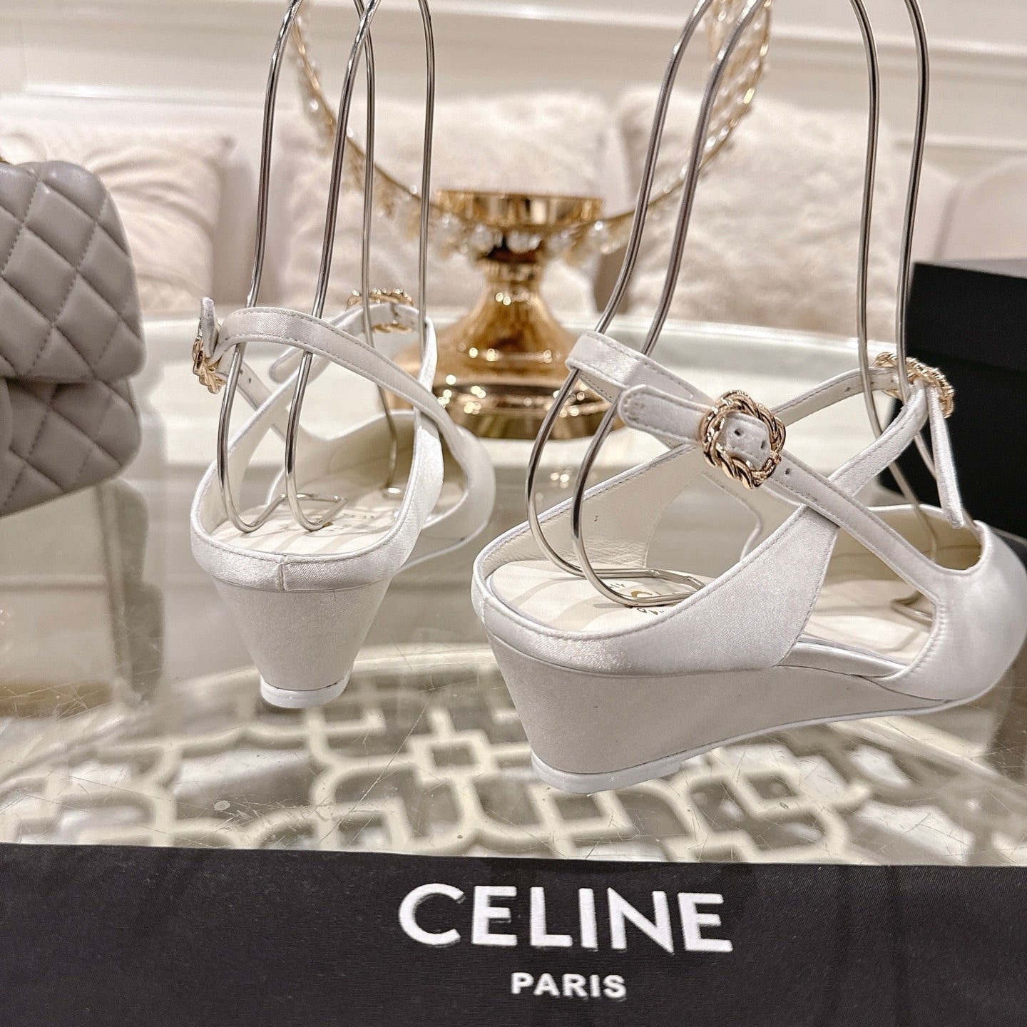 CC 25 Slingback Heel White Silk and Sheepskin 268919