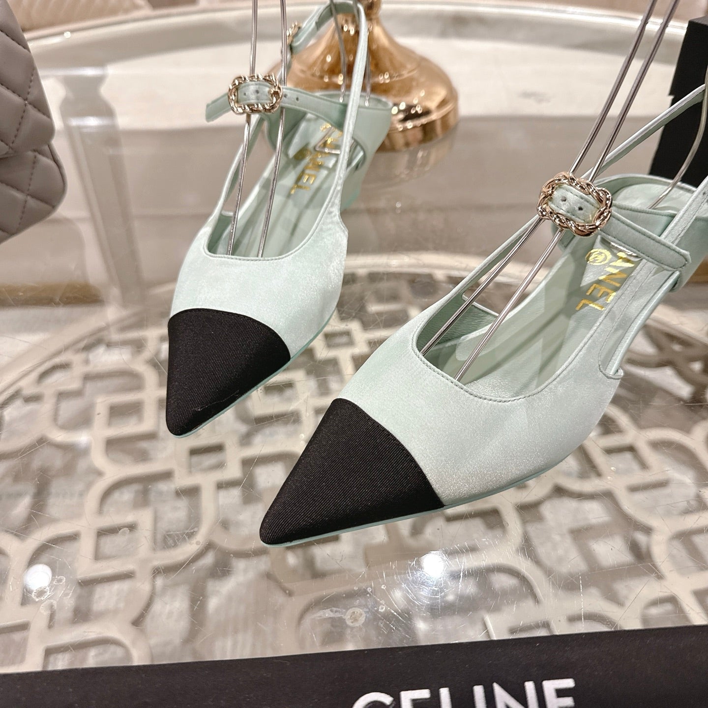 CC 25 Slingback Heel Mint Green Silk and Sheepskin 268920