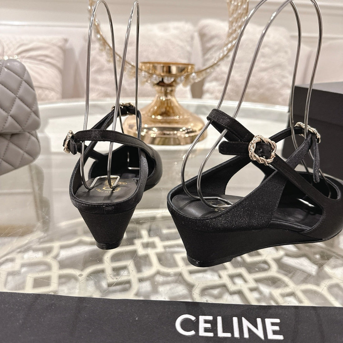 CC 25 Slingback heel Black Silk and Sheepskin 268921