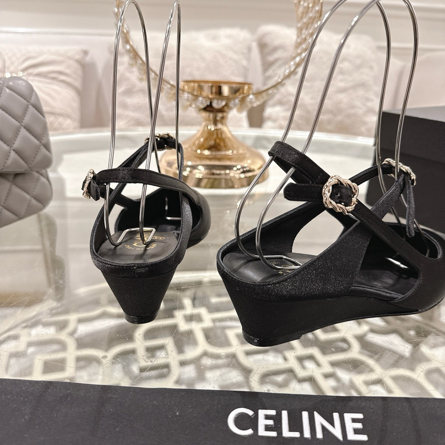 CC 25 Slingback heel Black Silk and Sheepskin 268921