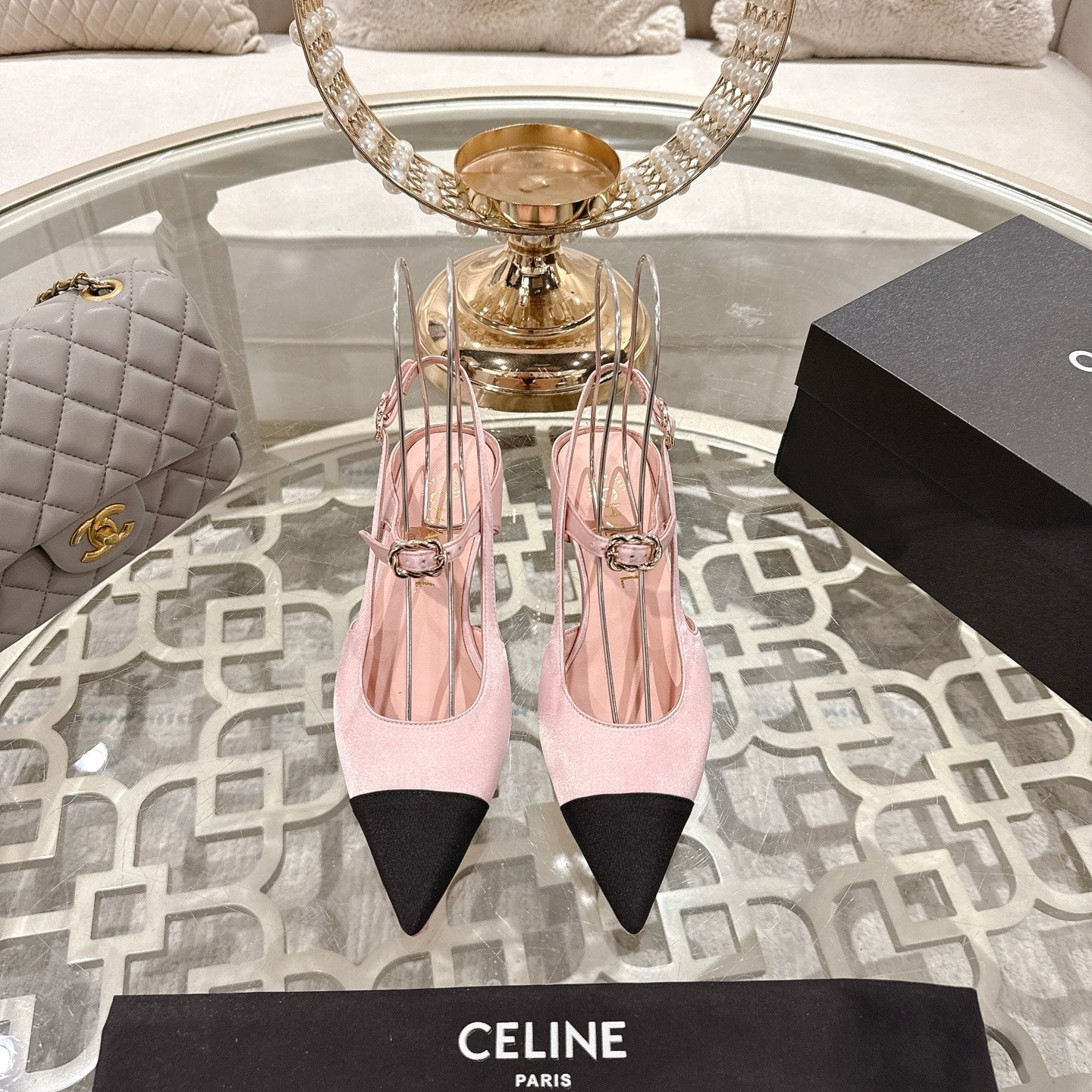 CC 25 Slingback Heel Pink Pastel Silk and Sheepskin 268922