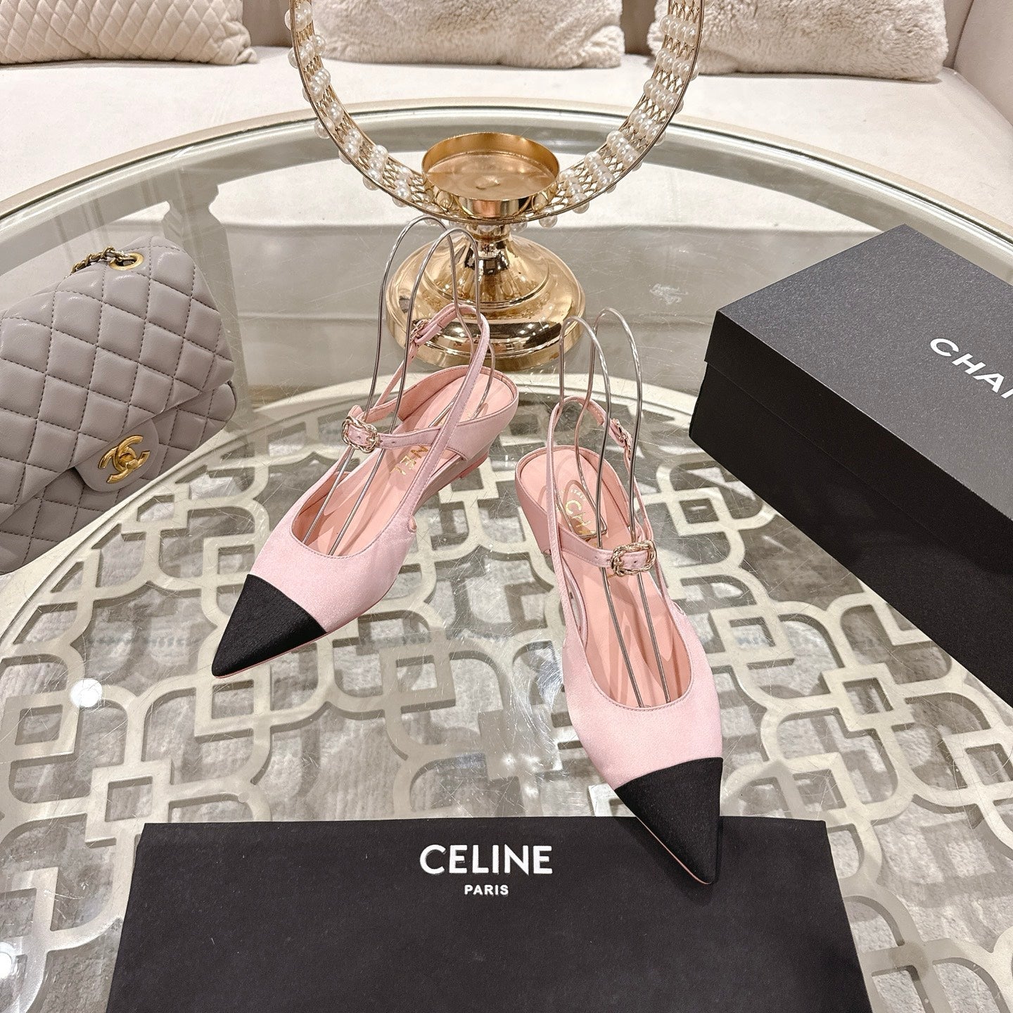 CC 25 Slingback Heel Pink Pastel Silk and Sheepskin 268922