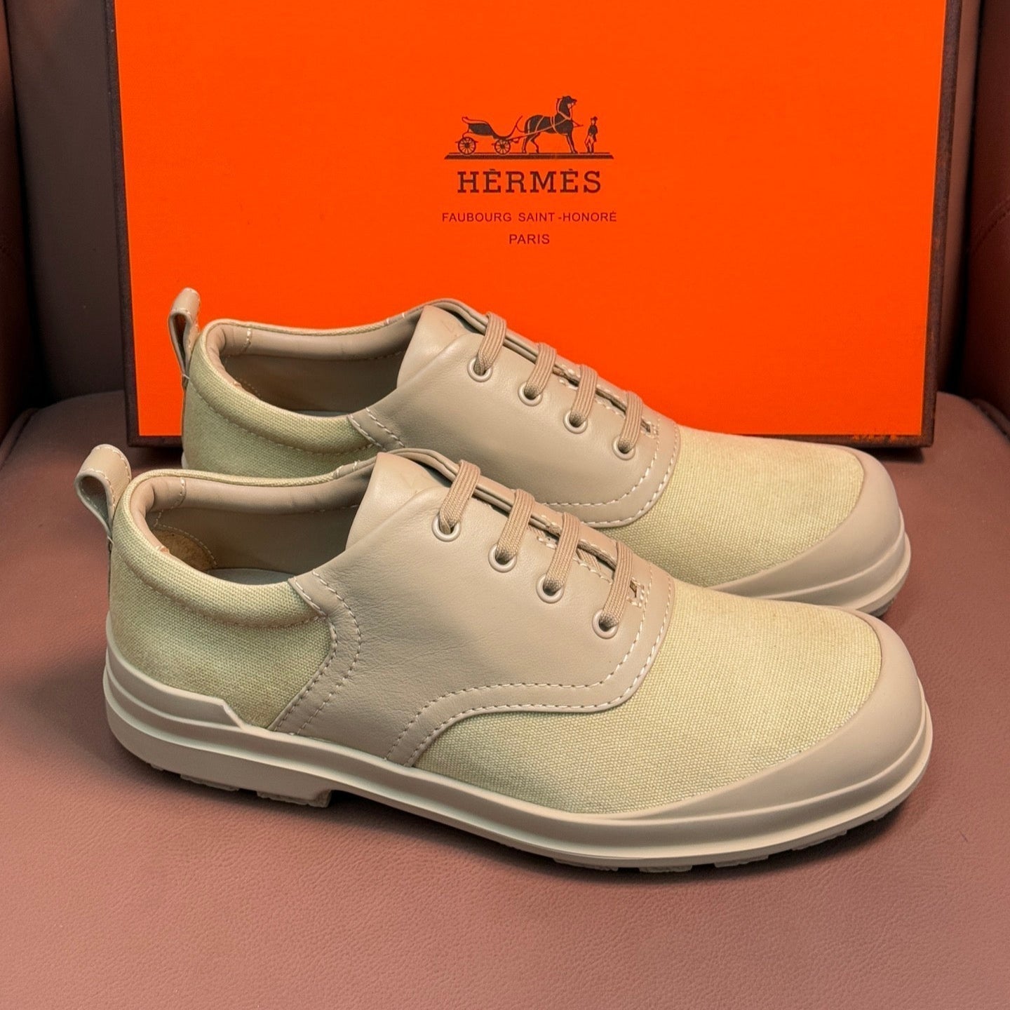 HM Men's Kool Oxford Sneaker Beige Calfskin 653622