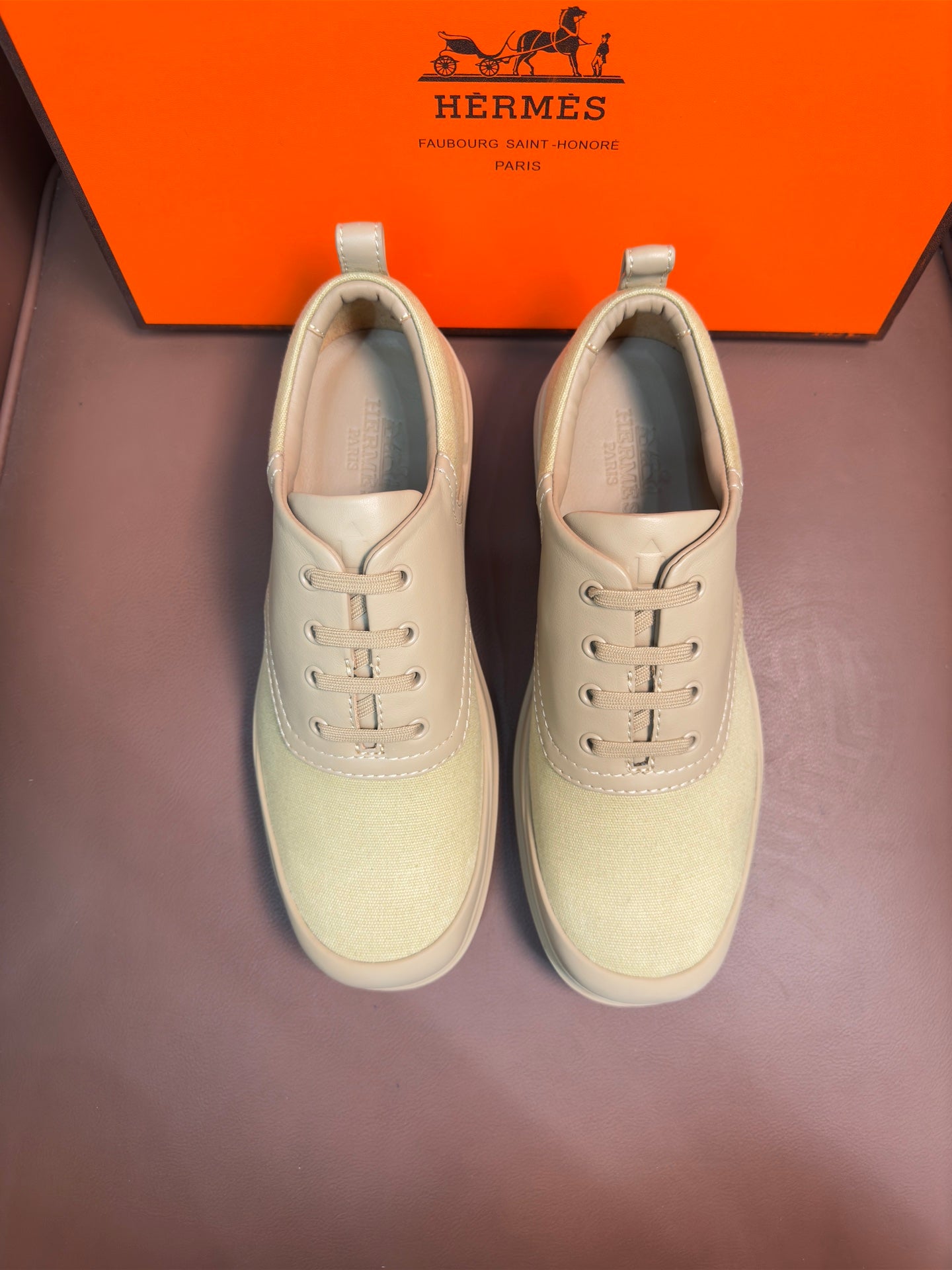 HM Men's Kool Oxford Sneaker Beige Calfskin 653622