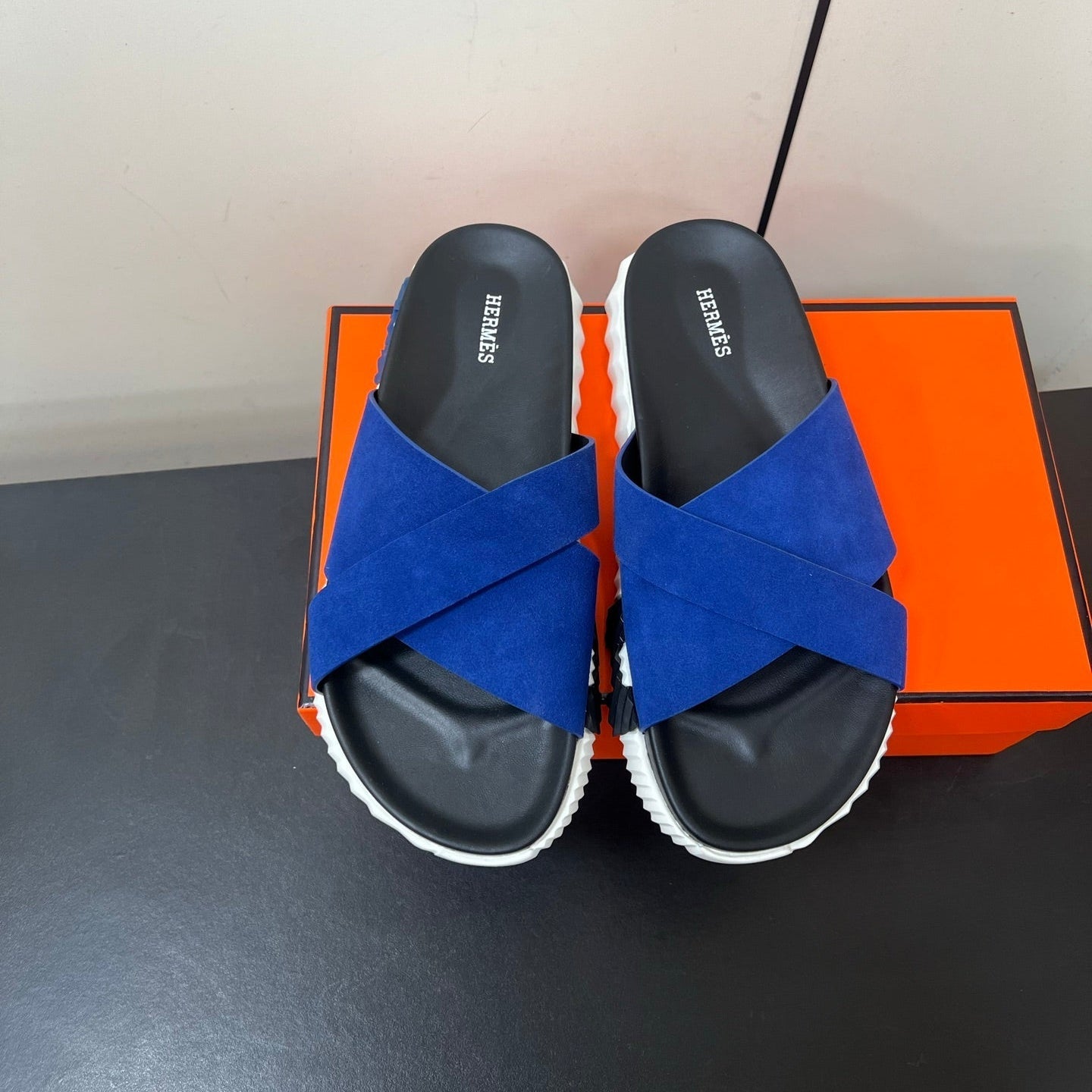 HM Infra Slippers Blue Cowhide 315080