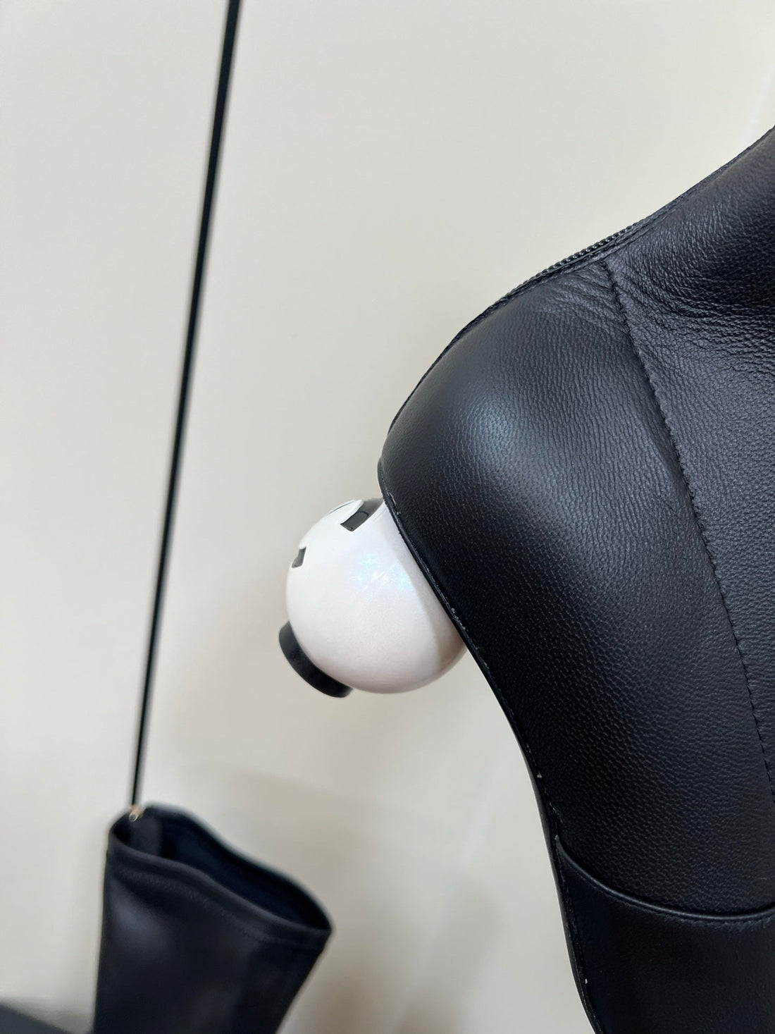 Chanel Double C Giant Pearl Heel Stretch Boots Black Sheepskin 441707