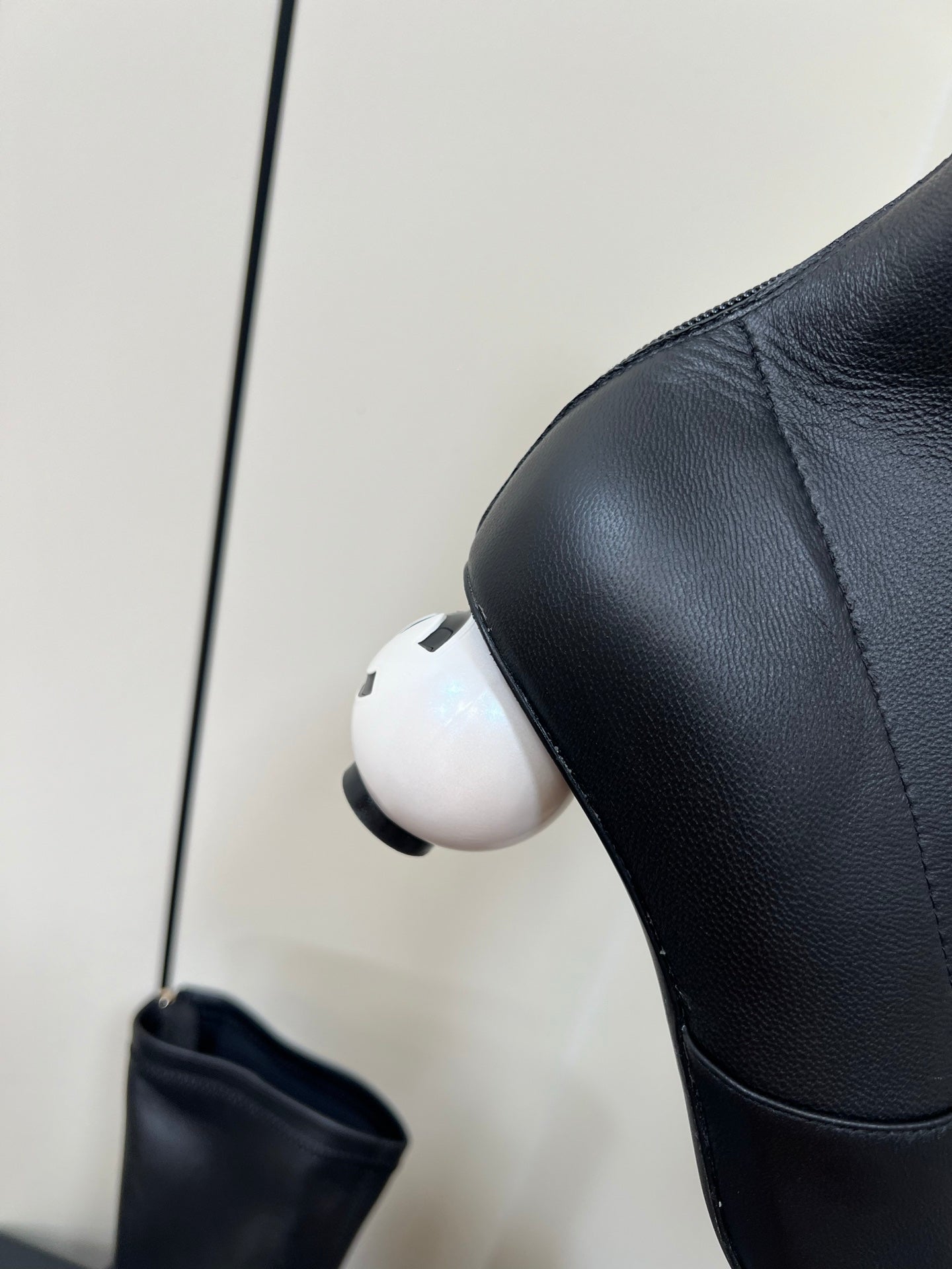 Chanel Double C Giant Pearl Heel Stretch Boots Black Sheepskin 441707