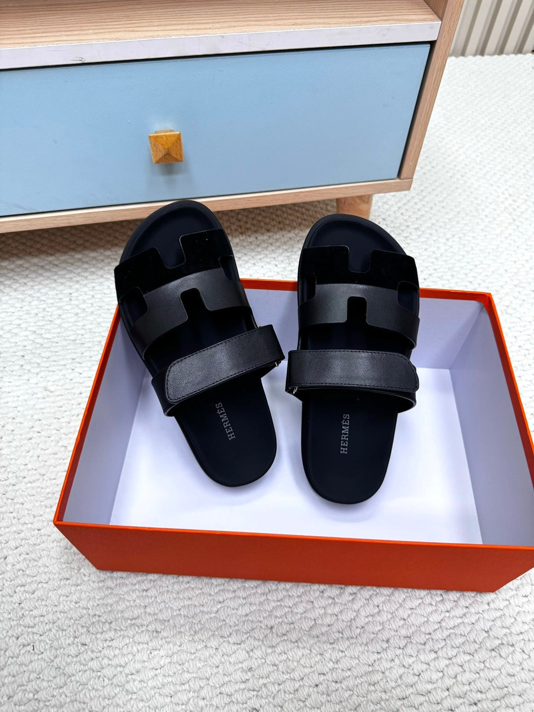 HM Chypre Sandal In Black Cowhide And Suede  968869